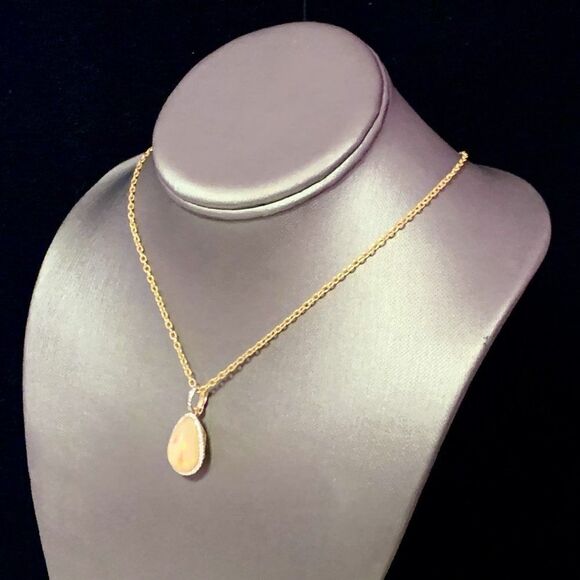 Natural Ethiopian Opal Diamond Necklace 17" 9.23 TCW Certified $5,950 114431 - Picture 8 of 10